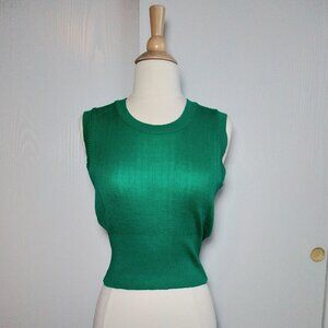 Vintage Pandora Sleeveless Sweater Tank Ribbed Sweater Vest in Green size XS / S